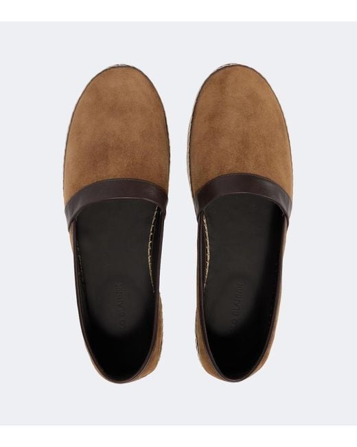 Manolo Blahnik Brown Nerano Leather-Trimmed Suede Espadrilles for men