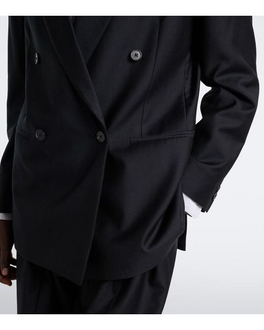 The Row Blue Isani Double-Breasted Virgin Wool Blazer