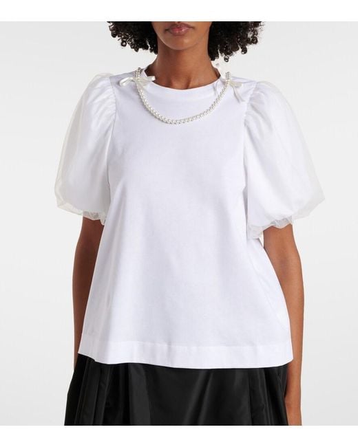 Simone Rocha White Puff-Sleeve Cotton Jersey T-Shirt