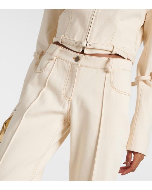 AYA MUSE Natural Tuxis Low-Rise Cotton Wide-Leg Pants