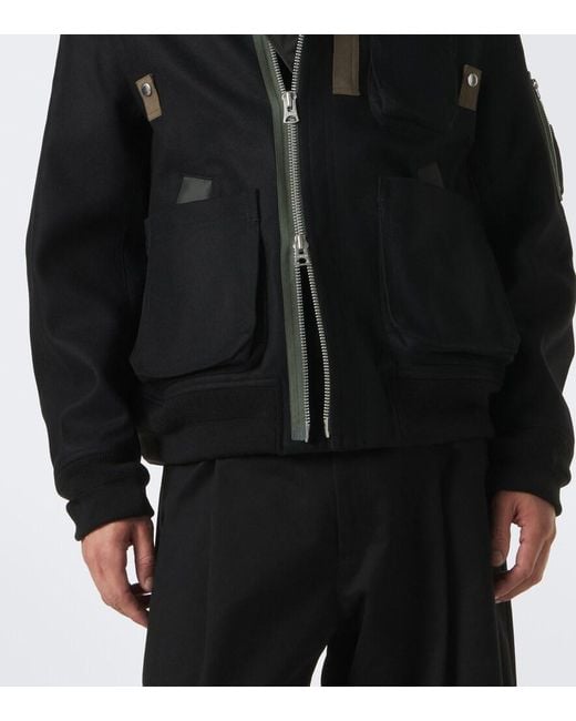 Sacai Black Wool Blouson Jacket for men