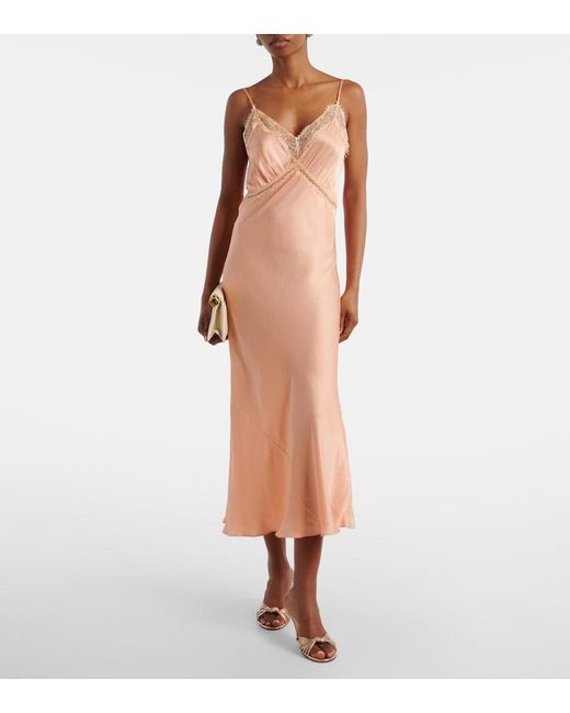 Poupette Pink Luli Lace-Trimmed Satin Slip Dress
