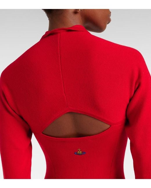 Vivienne Westwood Red Knitted Wool Midi Dress