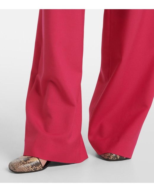 Dries Van Noten Pink Wool And Mohair Twill Straight Pants