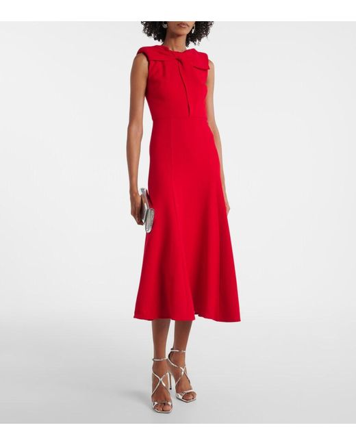 Roland Mouret Red Wool Crepe Midi Dress