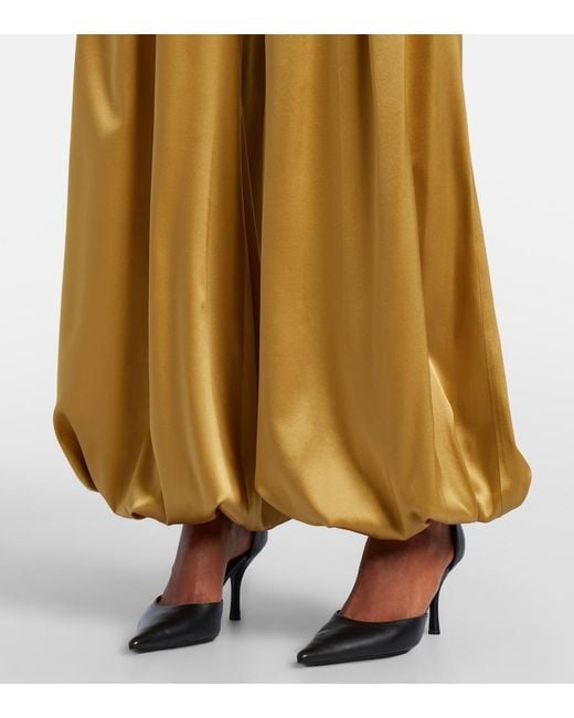 Nina Ricci Natural Silk-Blend Satin Wide-Leg Pants