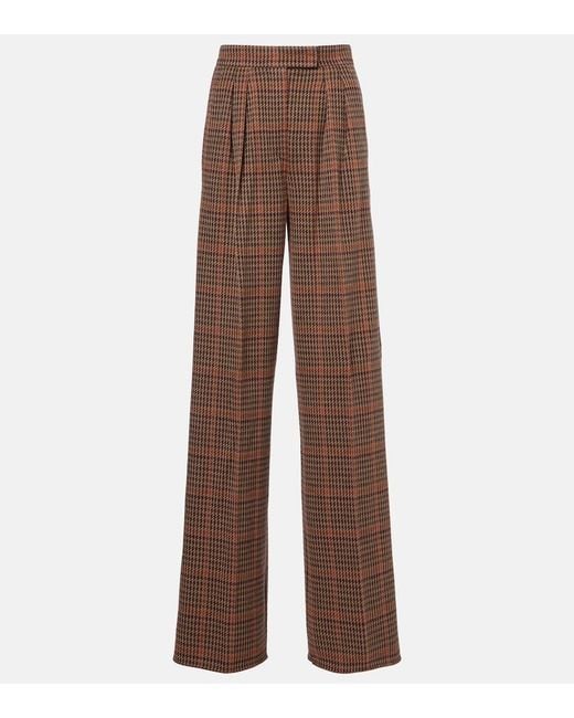 Max Mara Brown Seggio Wool And Cotton Jersey Wide-Leg Pants