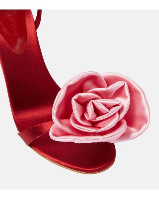 Magda Butrym Red Floral Satin Sandals