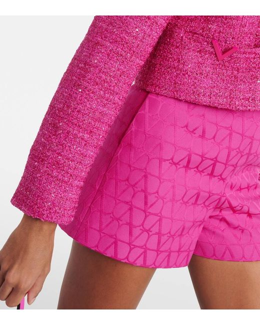Chaqueta cropped de tweed de lame con VGold Valentino de color Pink