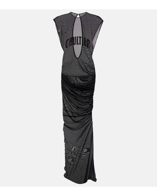 Robe longue brodee en resille Jean Paul Gaultier en coloris Black
