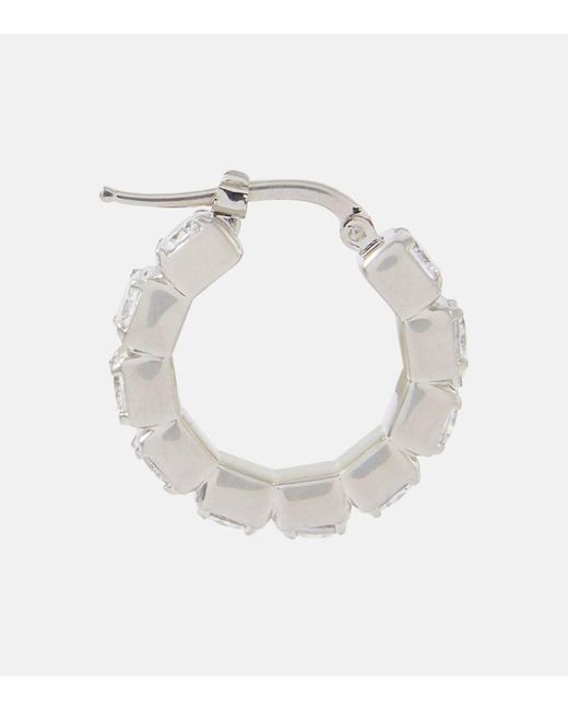 Orecchini a cerchio con cristalli di Jil Sander in White