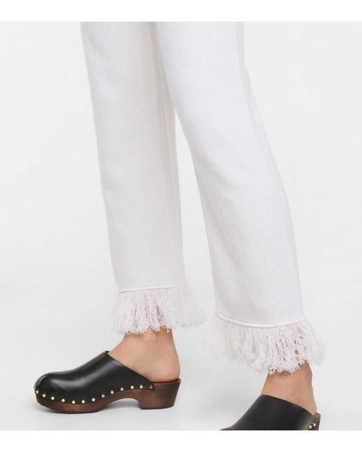 Alanui White Cordillera Fringed Virgin Wool Pants