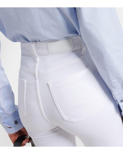 7 For All Mankind White High-Rise Cropped Flared Jeans