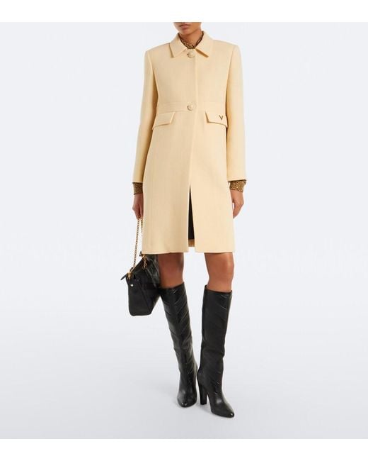Valentino Natural Vgold Virgin Wool Crepe Coat