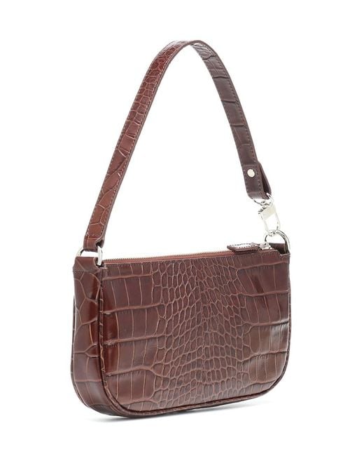By Far Purple Rachel Leather Shoulder Bag