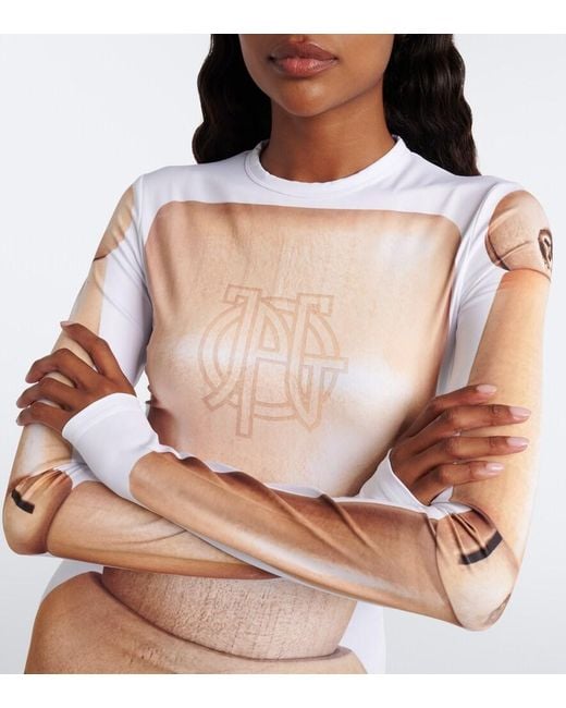 Jean Paul Gaultier Natural Trompe L'Oil Jersey Catsuit