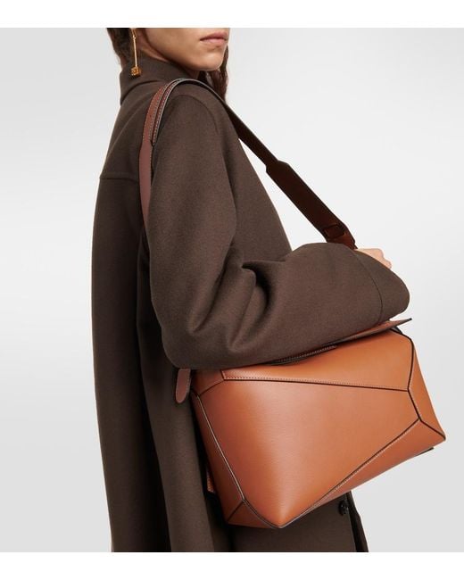 Loewe Brown Puzzle Edge Medium Leather Top-Handle Bag