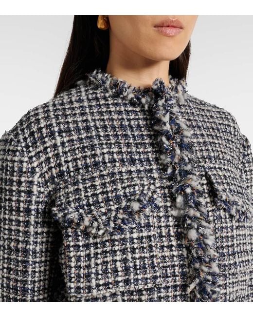 Sacai Black Wool-Blend Tweed Jacket