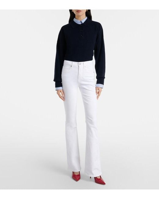 Veronica Beard White Beverly High-Rise Flared Jeans