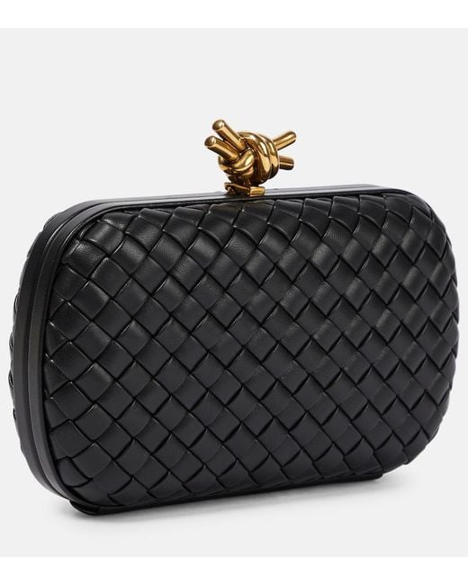 Bottega Veneta Black Knot Intrecciato-woven Leather Clutch Bag