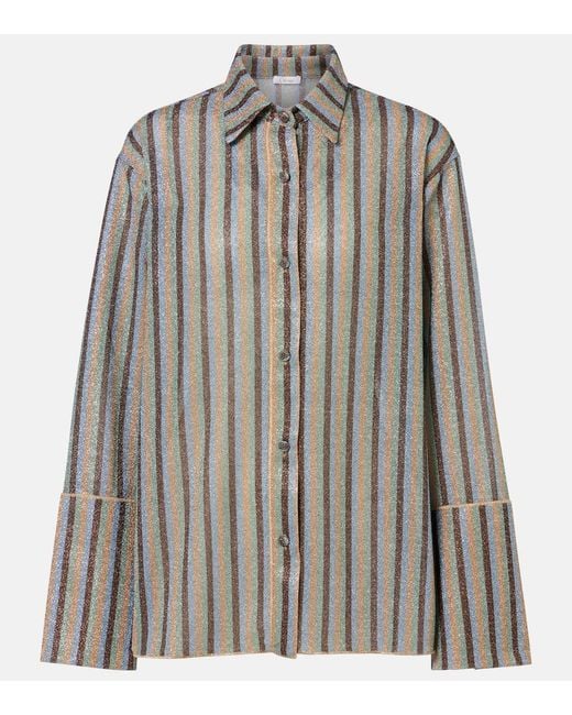 Oseree Brown Lumiere Striped Shirt