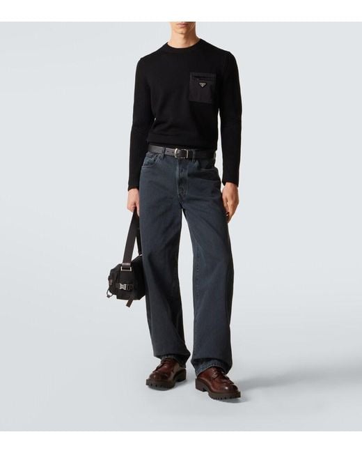 Prada Black Virgin Wool Sweater for men