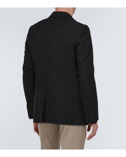 AMI Black Double-breasted Virgin Wool Jacket for men