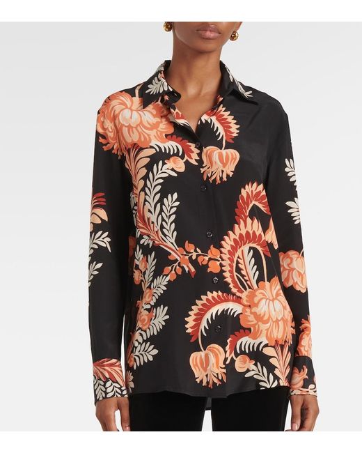 Etro Black Printed Silk Crepe De Chine Blouse
