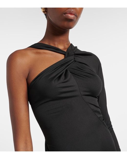 Victoria Beckham Black Ruched One-Shoulder Maxi Dress
