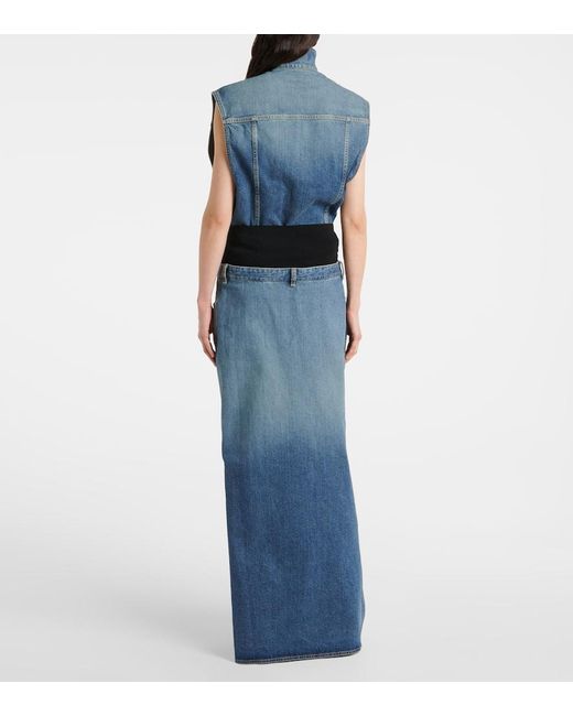 Alaïa Blue Maxirock Aus Denim