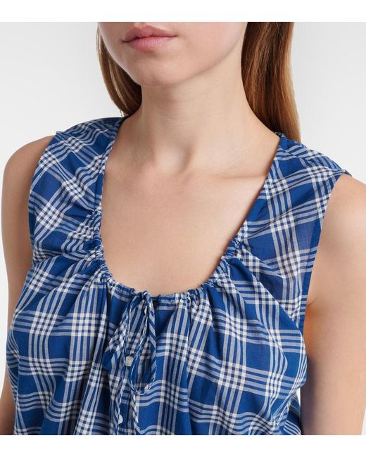 Doen Blue Theo Checked Cotton Top
