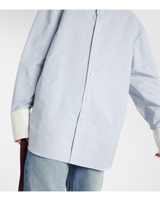 Camicia in cotone a righe di Saint Laurent in Blue