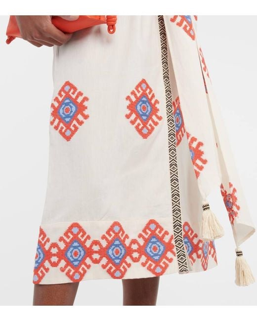 Johanna Ortiz Pink Jacquard Cotton Midi Dress
