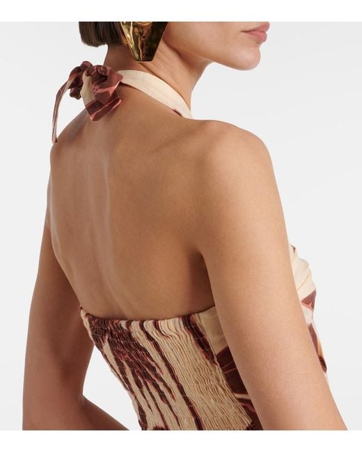 Johanna Ortiz Metallic Water Adventure Printed Linen Maxi Dress