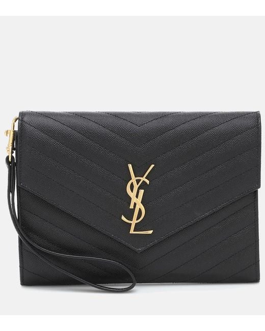 Saint Laurent Black Clutch Cassandre Aus Matelasse-Leder