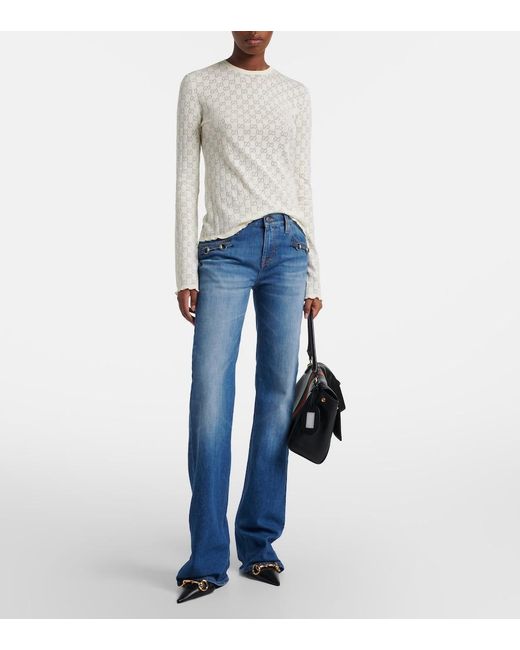 Gucci White Gg Cotton-Blend Devore T-Shirt