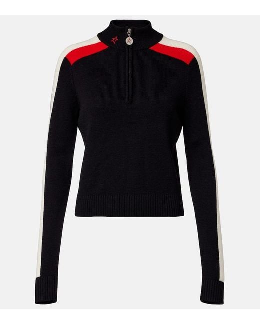 Perfect Moment Blue La Tour Wool Half-Zip Sweater