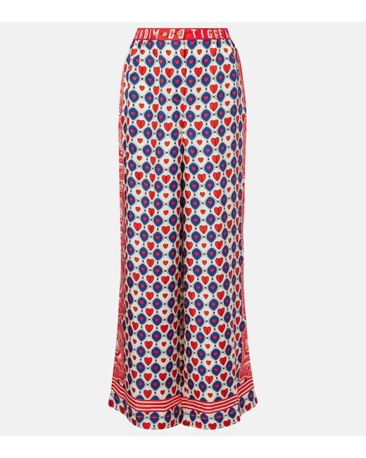 Camilla Red Printed Silk Palazzo Pants