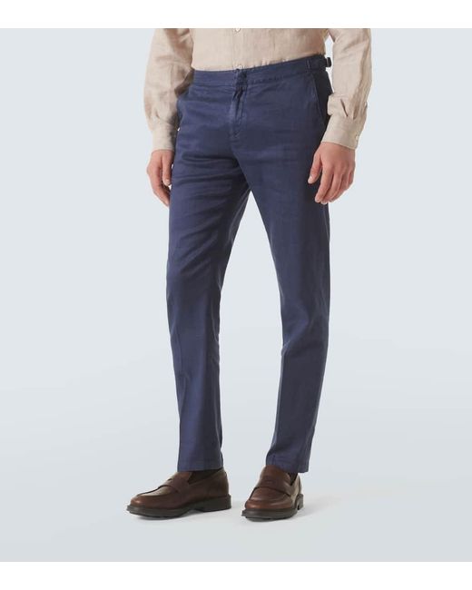 Loro Piana Blue Linen And Cotton Slim Pants for men