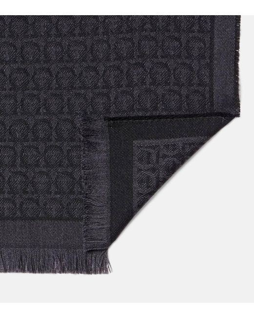 Bufanda Gancini De Lana De Jacquard Ferragamo de color Blue