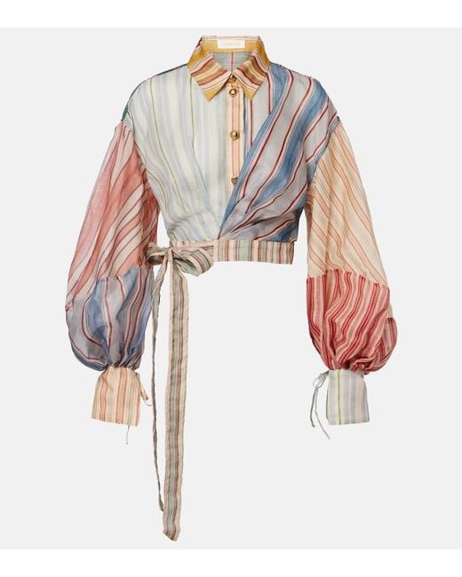 Zimmermann Multicolor Rebellion Striped Linen And Silk Blouse