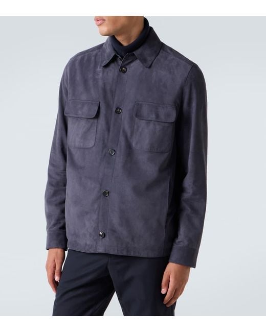 Loro Piana Blue Suede Jacket for men