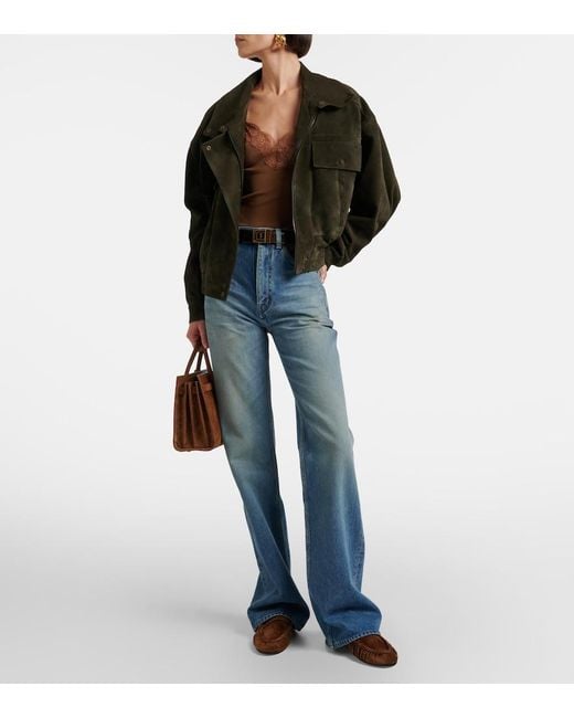 Saint Laurent Brown Le Loafer Suede Mules