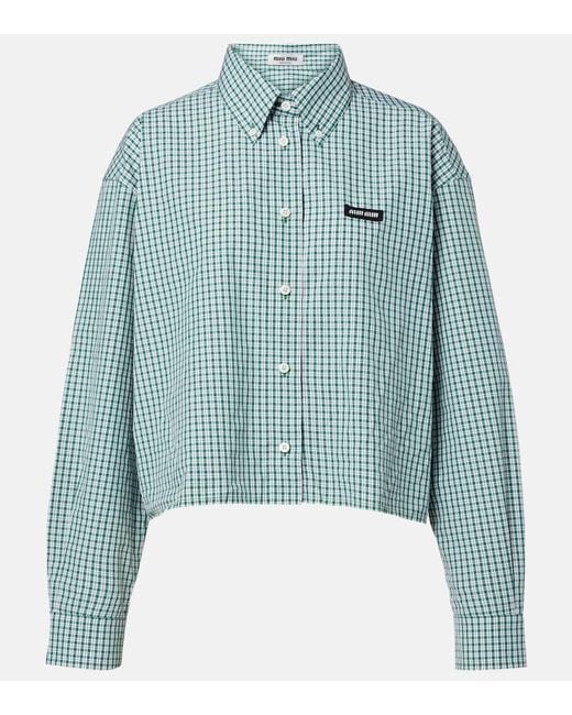 Miu Miu Blue Cropped-Hemd Aus Baumwolle