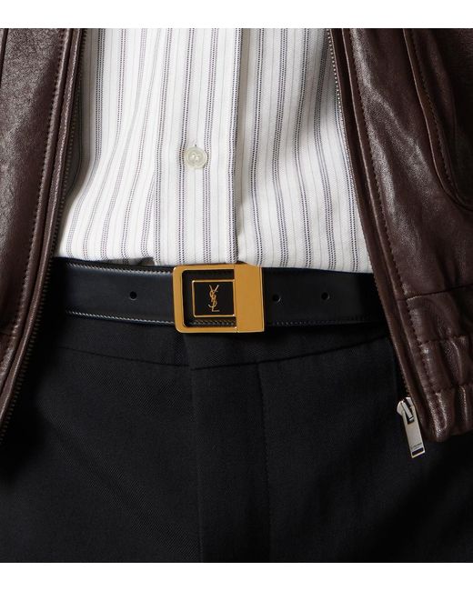 Saint Laurent Black Leather Belt for men