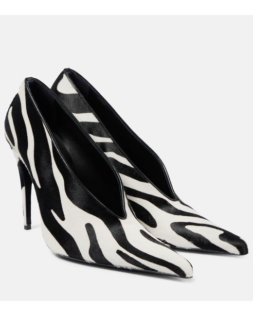 Magda Butrym Black Zebra-Print Leather Pumps