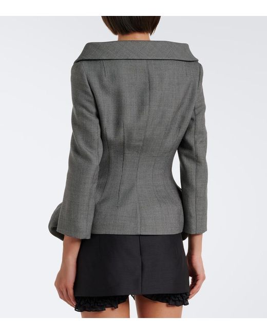 Magda Butrym Gray Peplum Virgin Wool Blazer