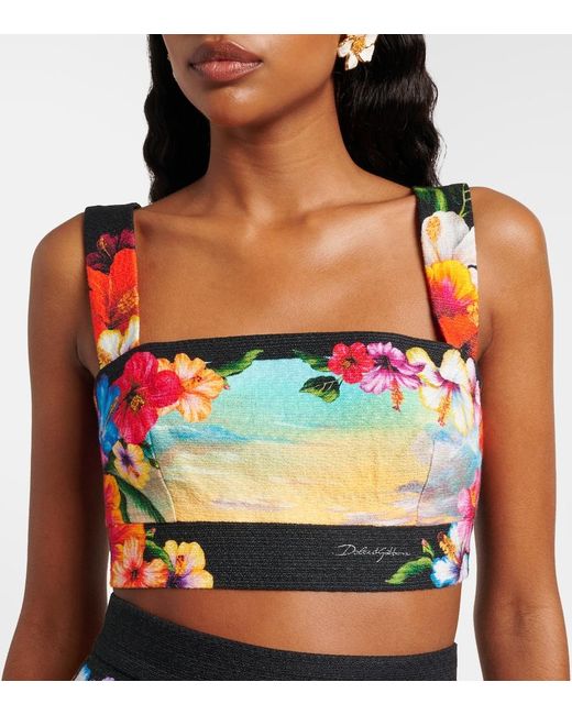 Dolce & Gabbana Multicolor Printed Crop Top