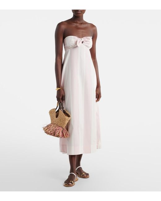 Posse White Rosie Striped Cotton Midi Dress