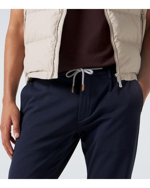 Eleventy Blue Cotton-Blend Slim Pants for men